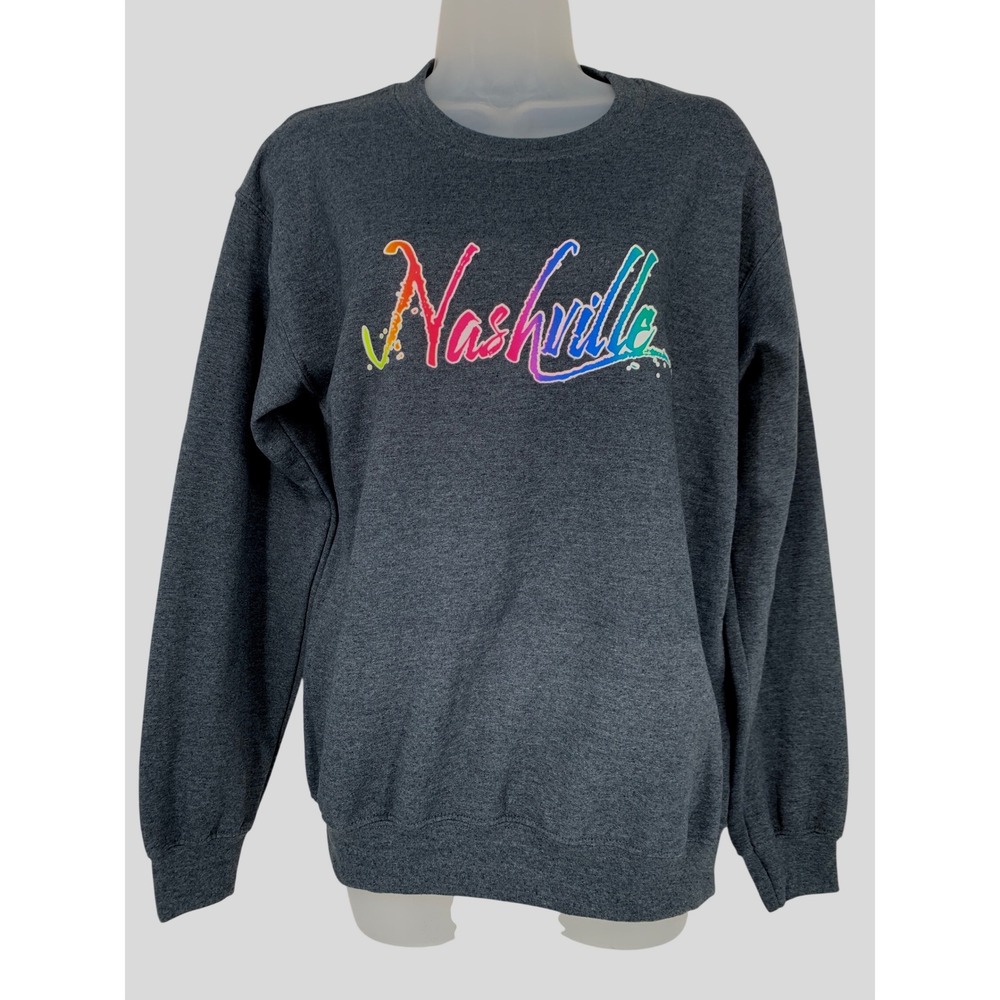 Gildan Size Small Gray Nashville Graphic Sweatshirt Cozy Casual